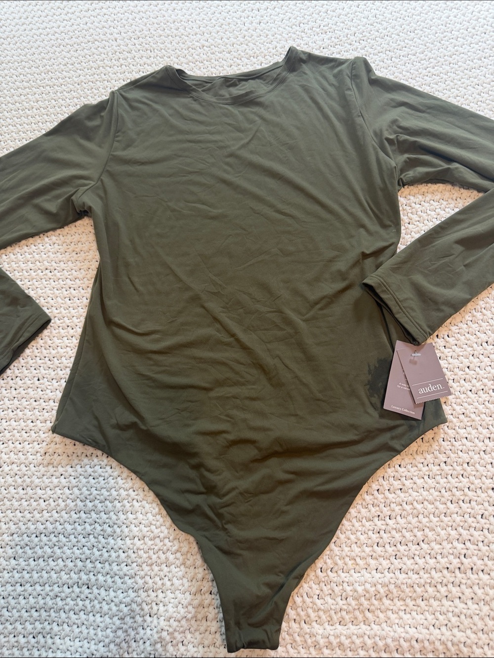 Auden Luxury Collection Luxe Stretch fully lined Bodysuit in Olive green